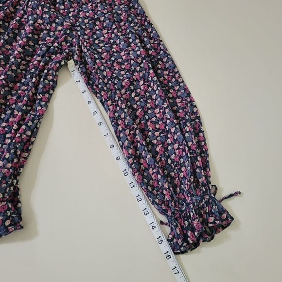 Chaps Boho Floral Print Peasant Top - Picture 9 of 15